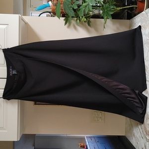Vintage F. by Façonnable Black Semi-Wrap Gabardine Long Skirt